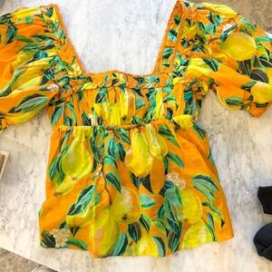 Bright cute Farm rio top! NEVER WORN